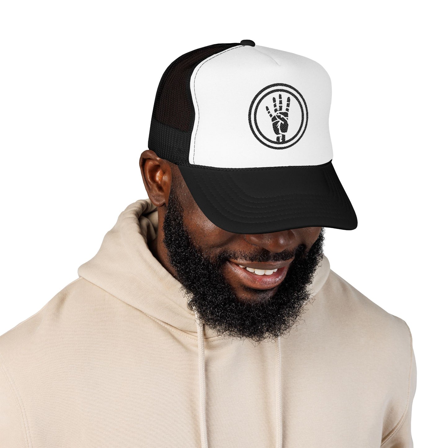 4ever4s 2Vintage Style Foam Trucker Hat with Hand Design