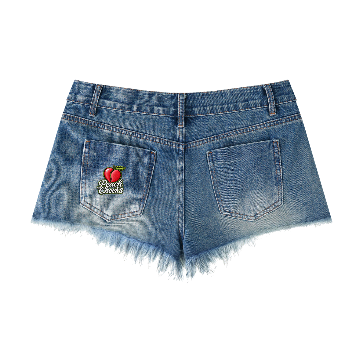 "PEACH CHEEKS " Women's Vintage Wash Raw Hem Denim Shorts