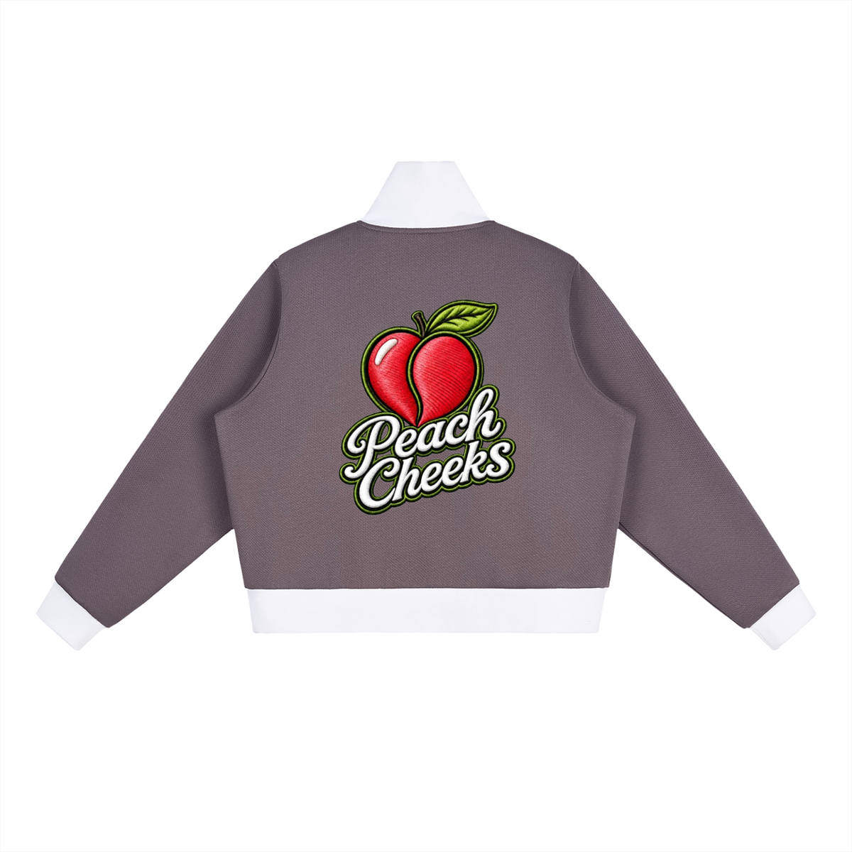 "PEACHES CHEEKS "Side Stripe Fleece Cropped Track Jacket