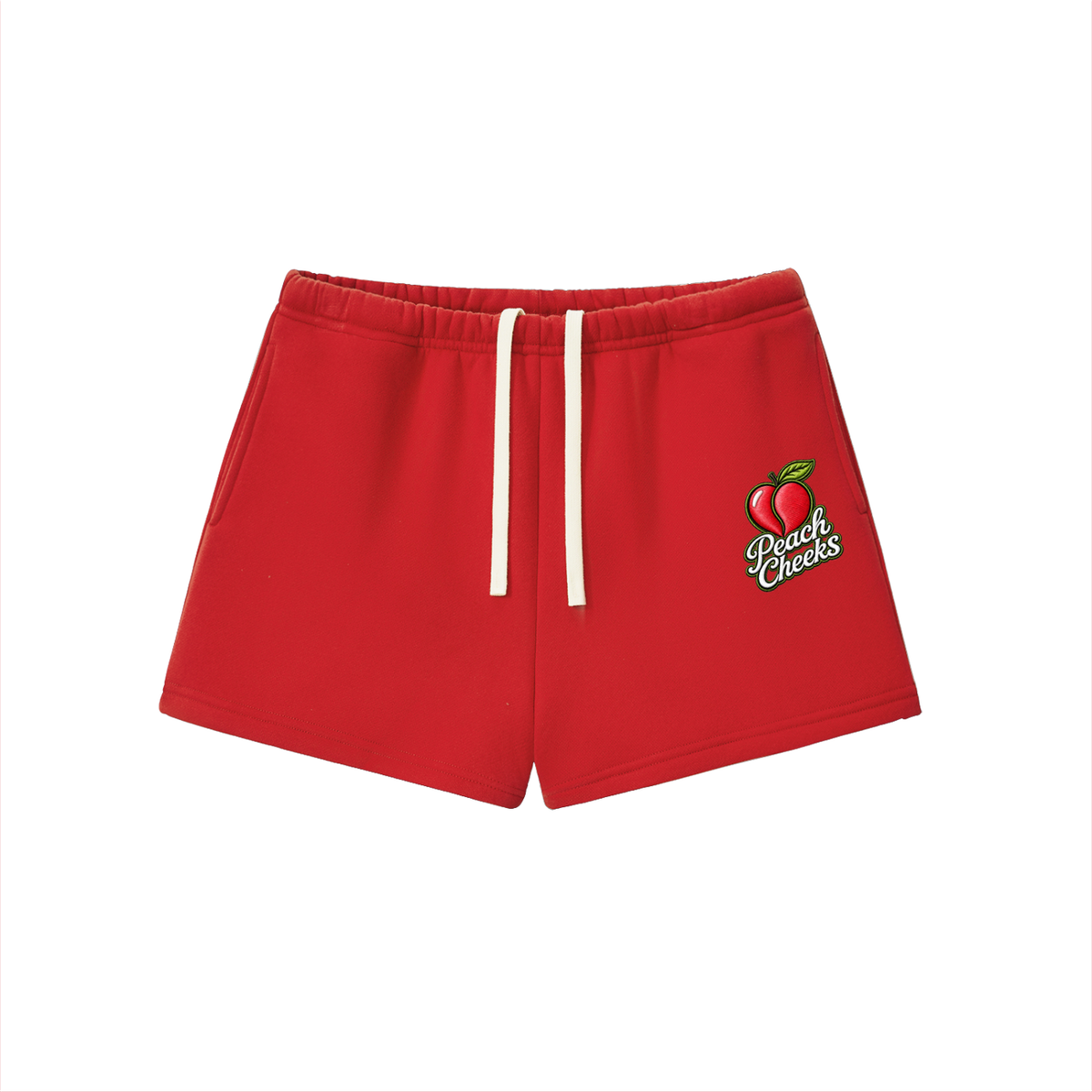 'PEACH CHEEKS "Essential Fleece Drawstring Sweatshorts,"