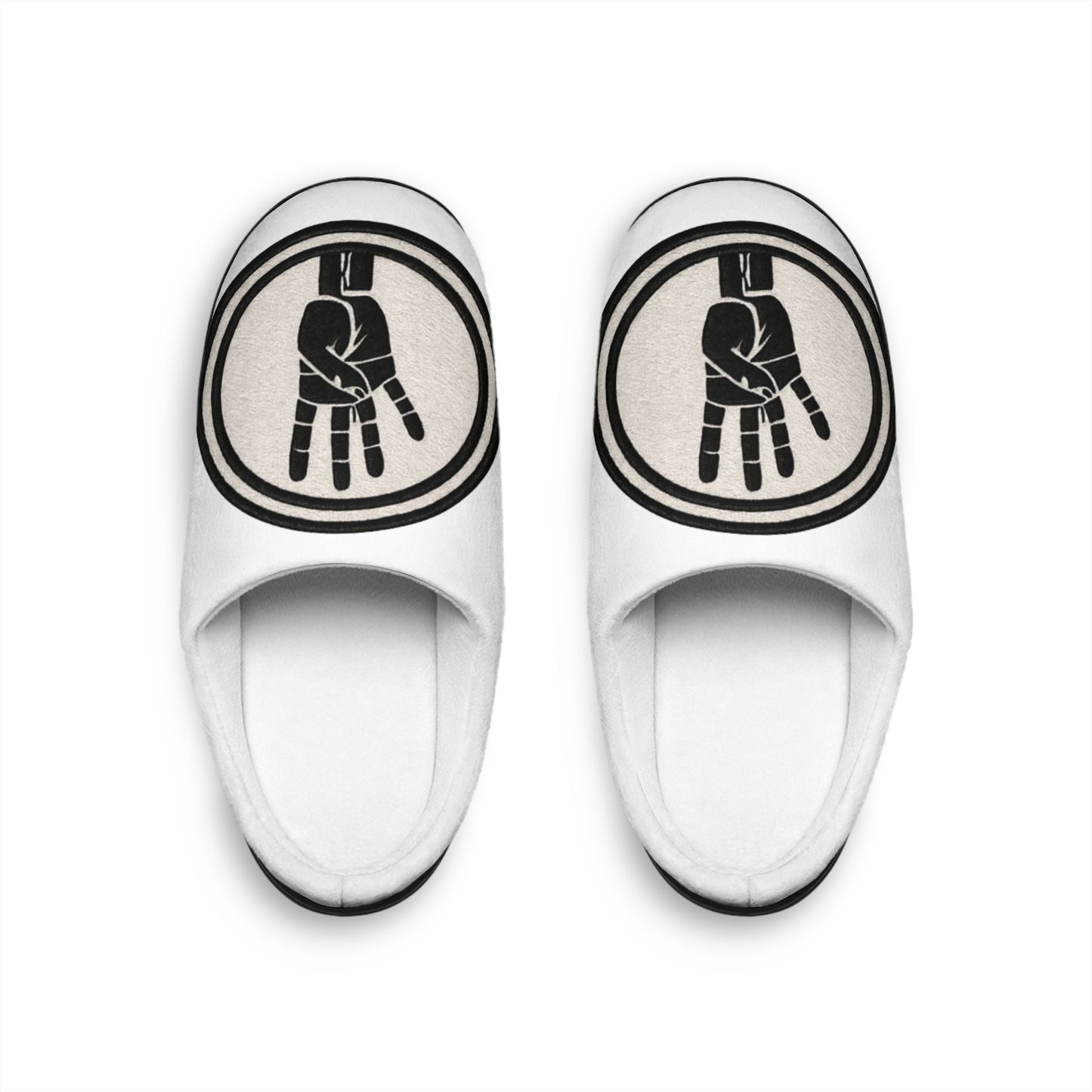 Men's Indoor Slippers — Minimalist Hand Symbol Cozy House Slides