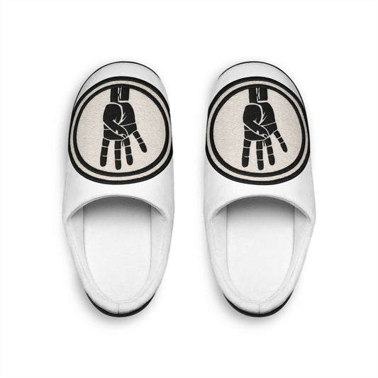 Men's Indoor Slippers — Minimalist Hand Symbol Cozy House Slides