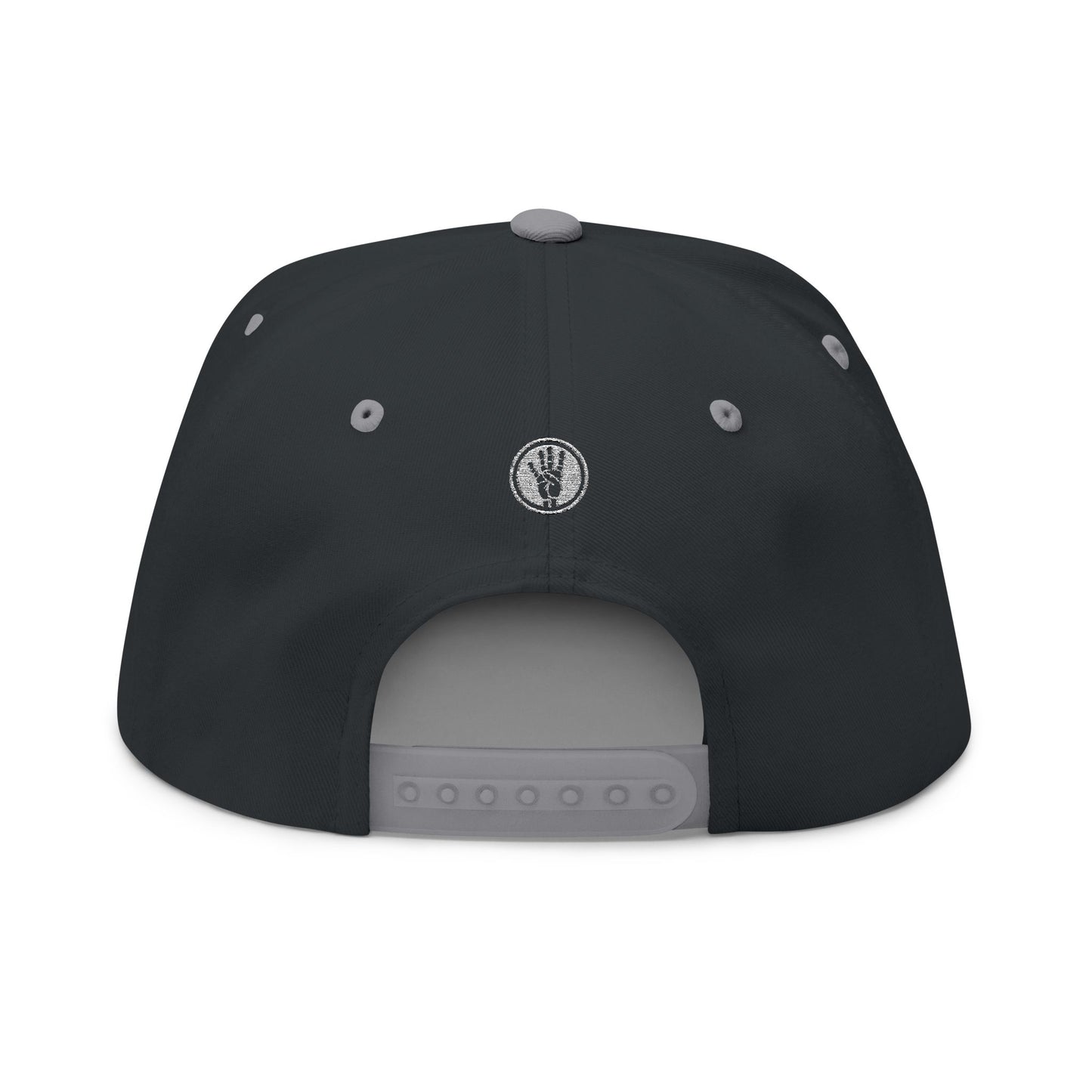 Embroidered Flat Bill Cap — Raised Hand Emblem Snapback