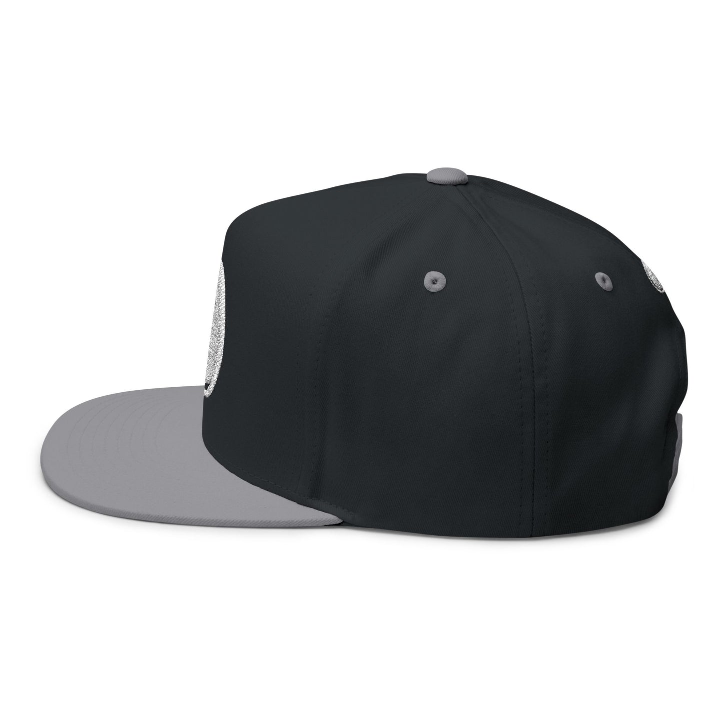Embroidered Flat Bill Cap — Raised Hand Emblem Snapback