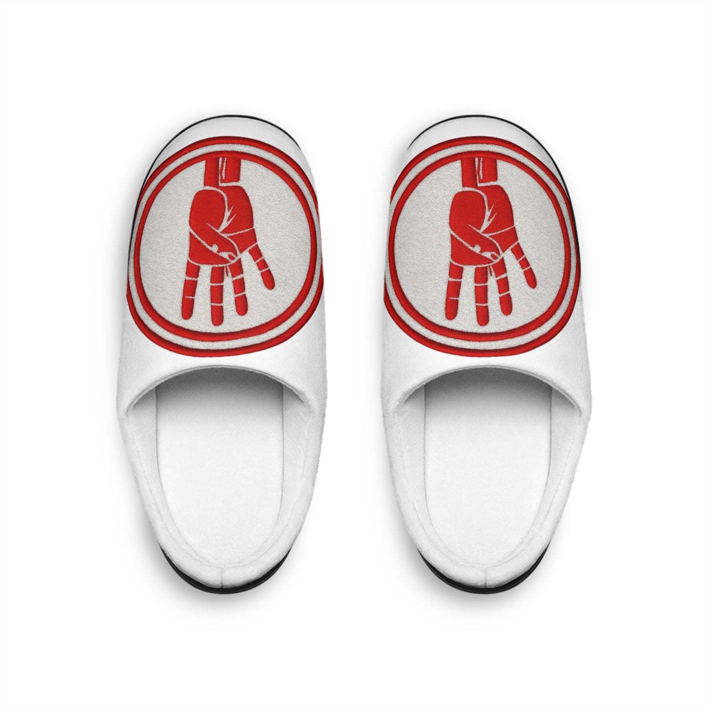 Men's Slippers — Red Hand Sign Indoor Slide | Cozy Lounge Shoes