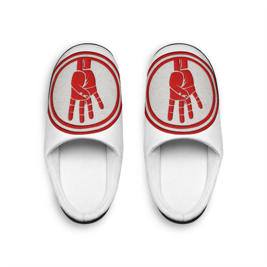 Men's Slippers — Red Hand Sign Indoor Slide | Cozy Lounge Shoes