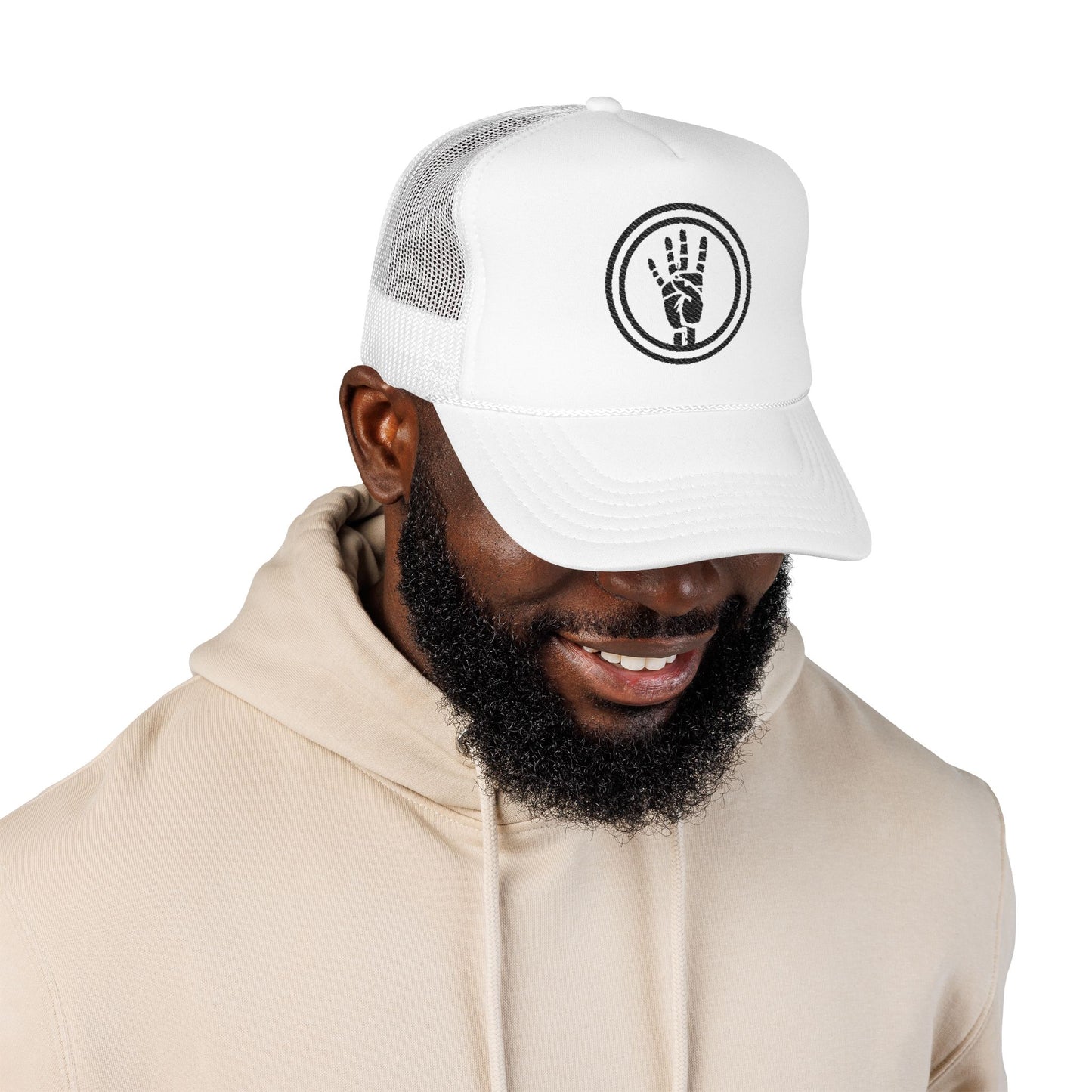 4ever4s 2Vintage Style Foam Trucker Hat with Hand Design