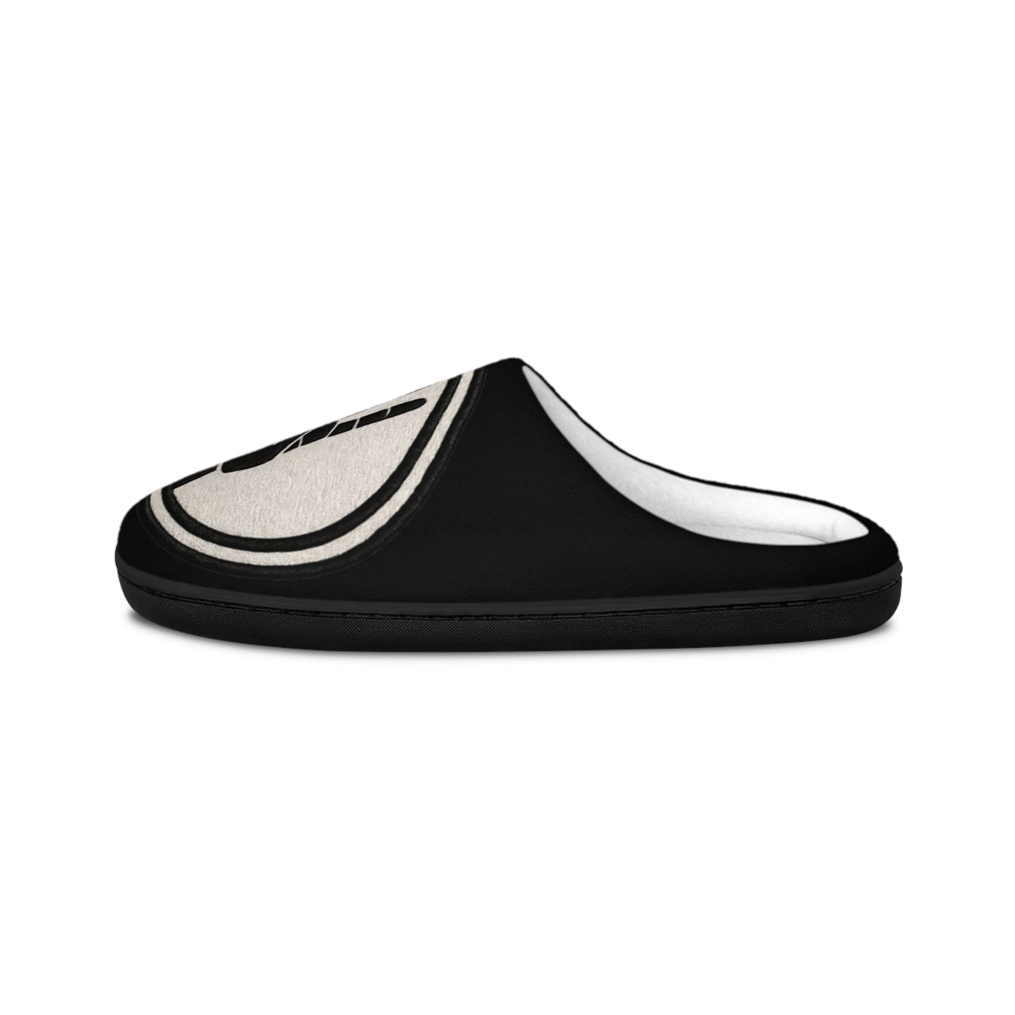 4ever4s Men's Indoor Slippers — Minimalist Black Circle Hand Symbol Cozy House Shoes