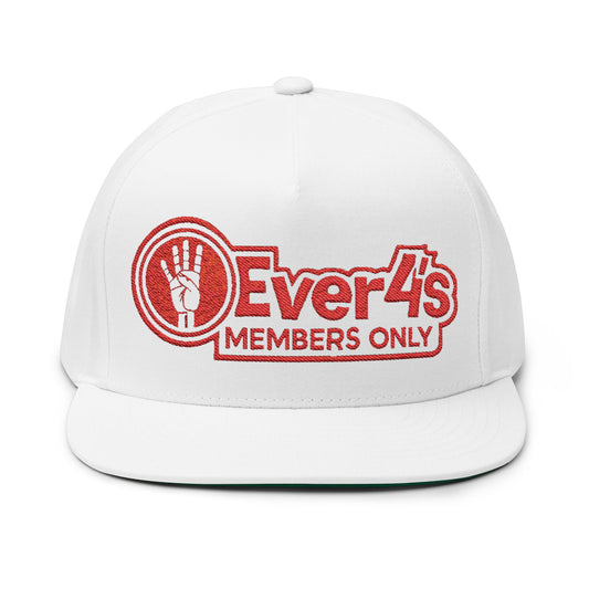 Flat Bill Cap — "4ever4's Members Only" Embroidered Snapback Hat