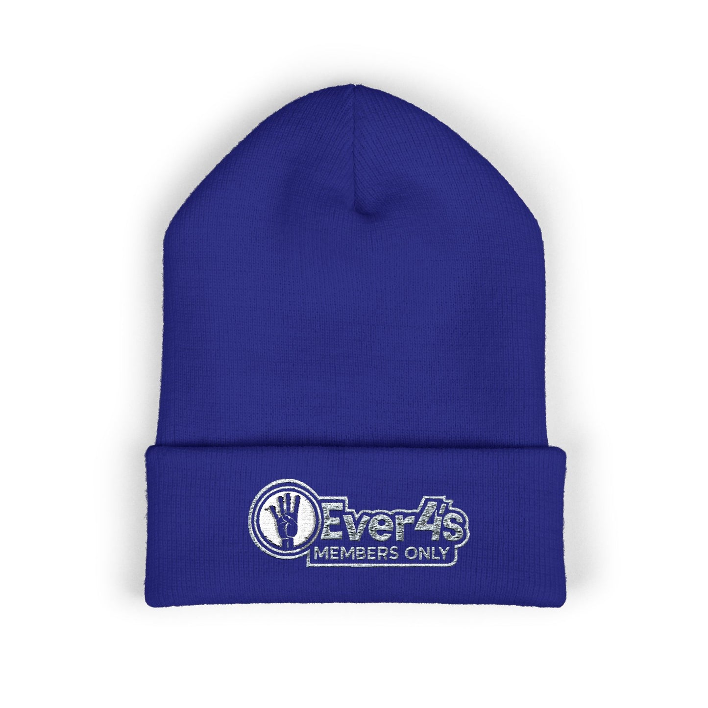 4Ever4s  "Members Only" Embroidered Cuffed Beanie — Olive Knit Winter Hat