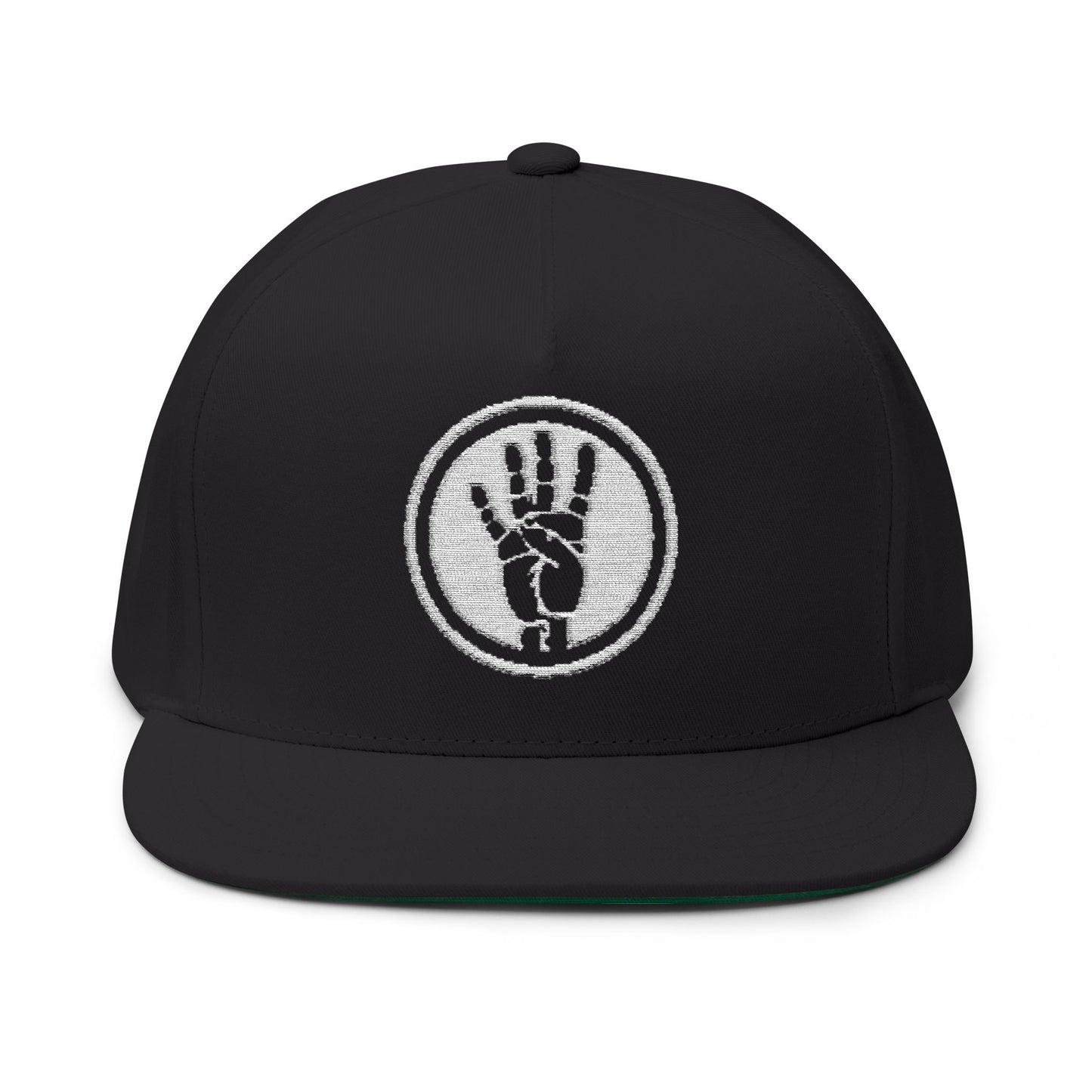 Copy of 4ever4s Embroidered Raised Hand Logo Flat Bill Cap — Retro Distressed Snapback Hat