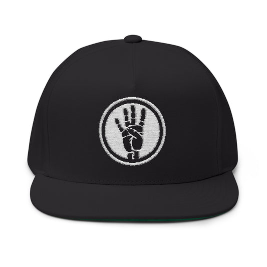 Copy of 4ever4s Embroidered Raised Hand Logo Flat Bill Cap — Retro Distressed Snapback Hat