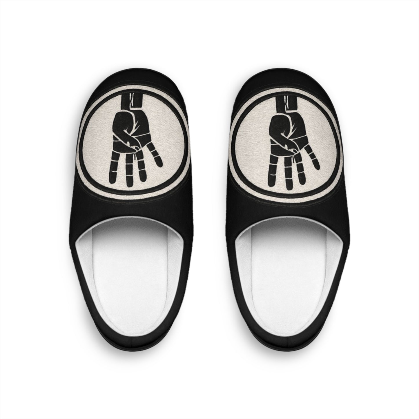 4ever4s Men's Indoor Slippers — Minimalist Black Circle Hand Symbol Cozy House Shoes