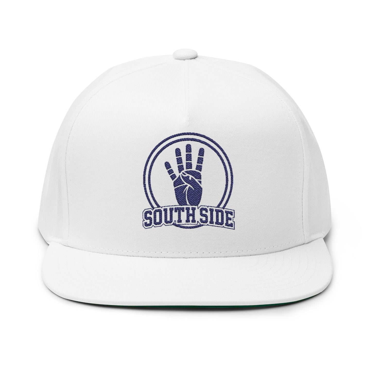 Southside Embroidered Flat Bill Cap – Retro Hand Peace Sign Snapback