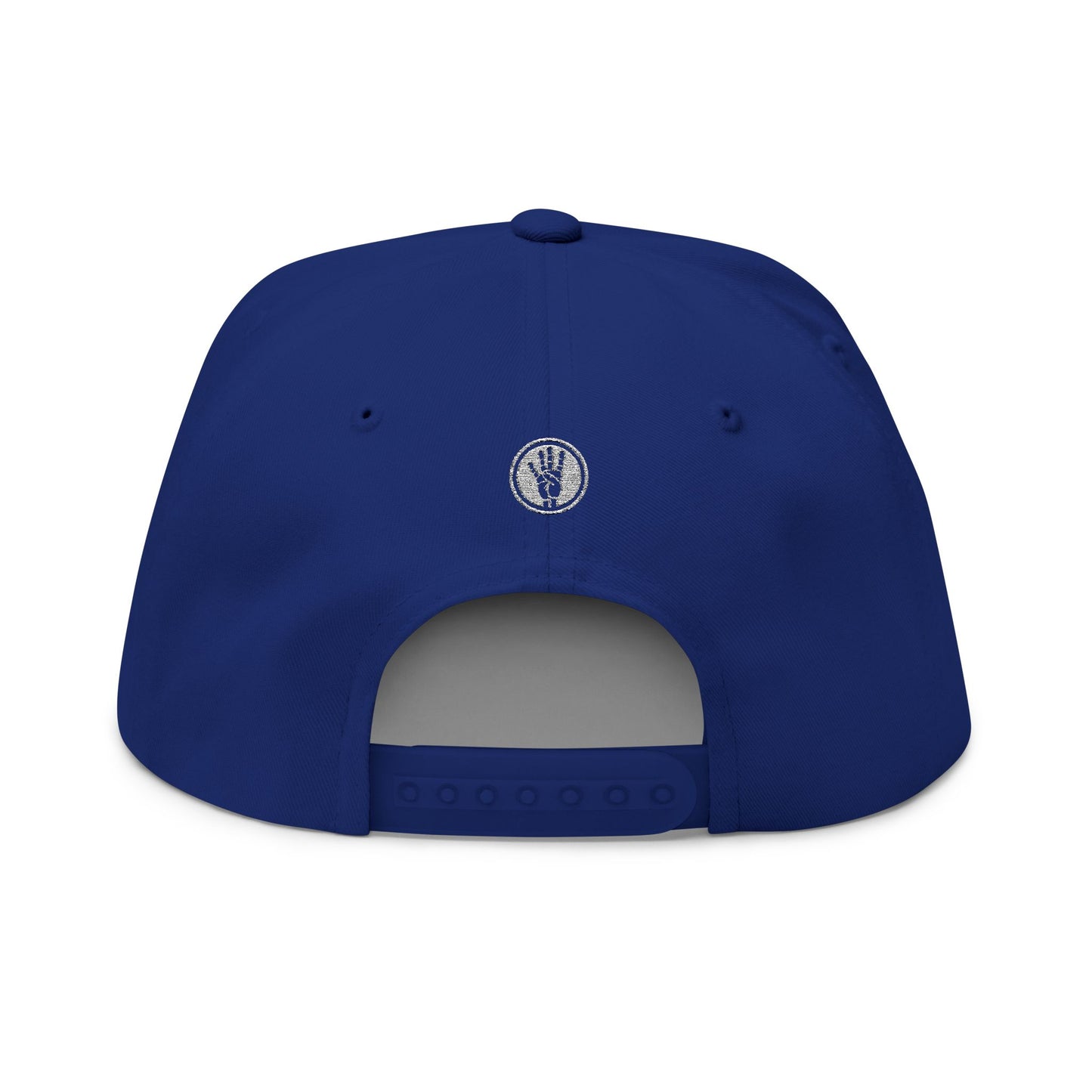 Embroidered Flat Bill Cap — Raised Hand Emblem Snapback