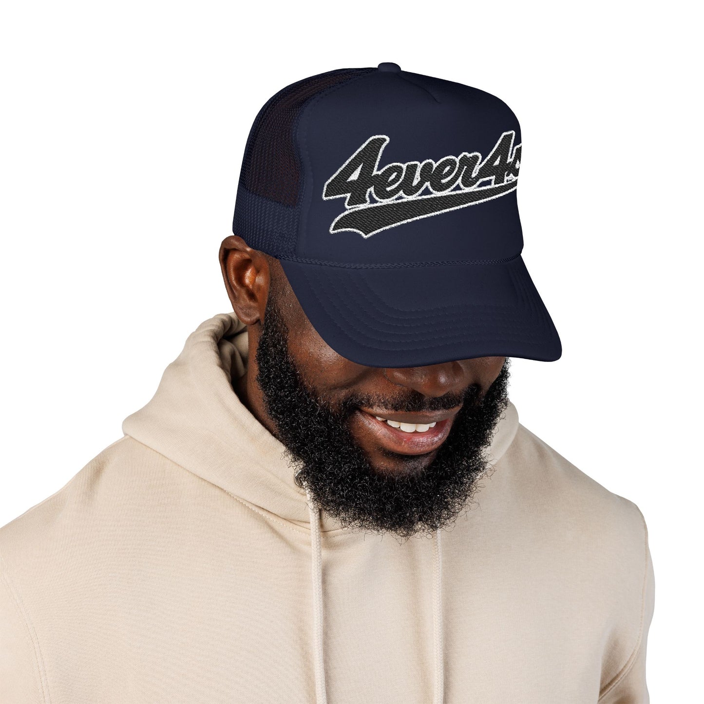 4ever4s Stylish Foam Trucker Hat with Embroidered '4everAs' Design, Perfect for Casual Days, Gifts, Outdoors, and Summer Fun!