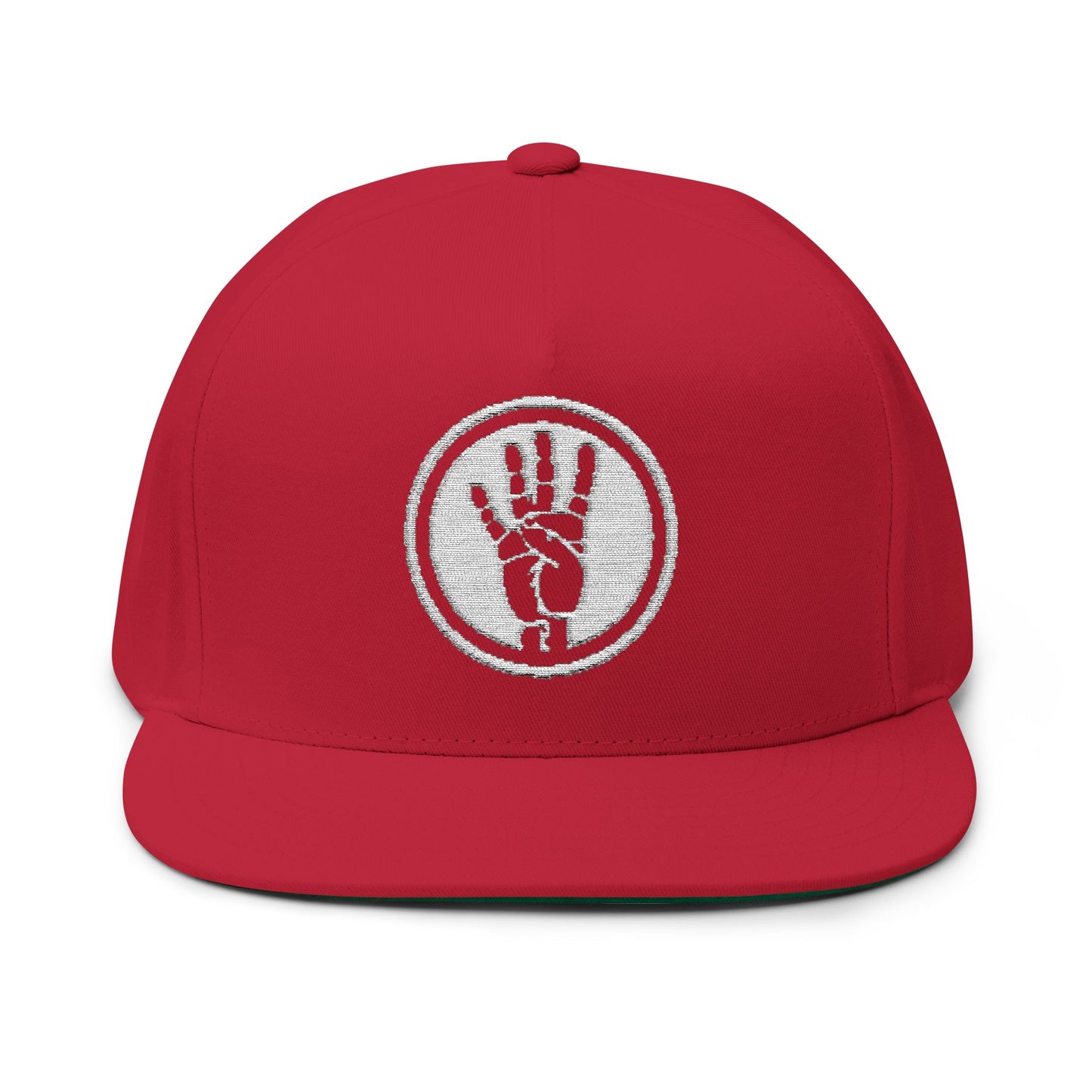 Copy of 4ever4s Embroidered Raised Hand Logo Flat Bill Cap — Retro Distressed Snapback Hat