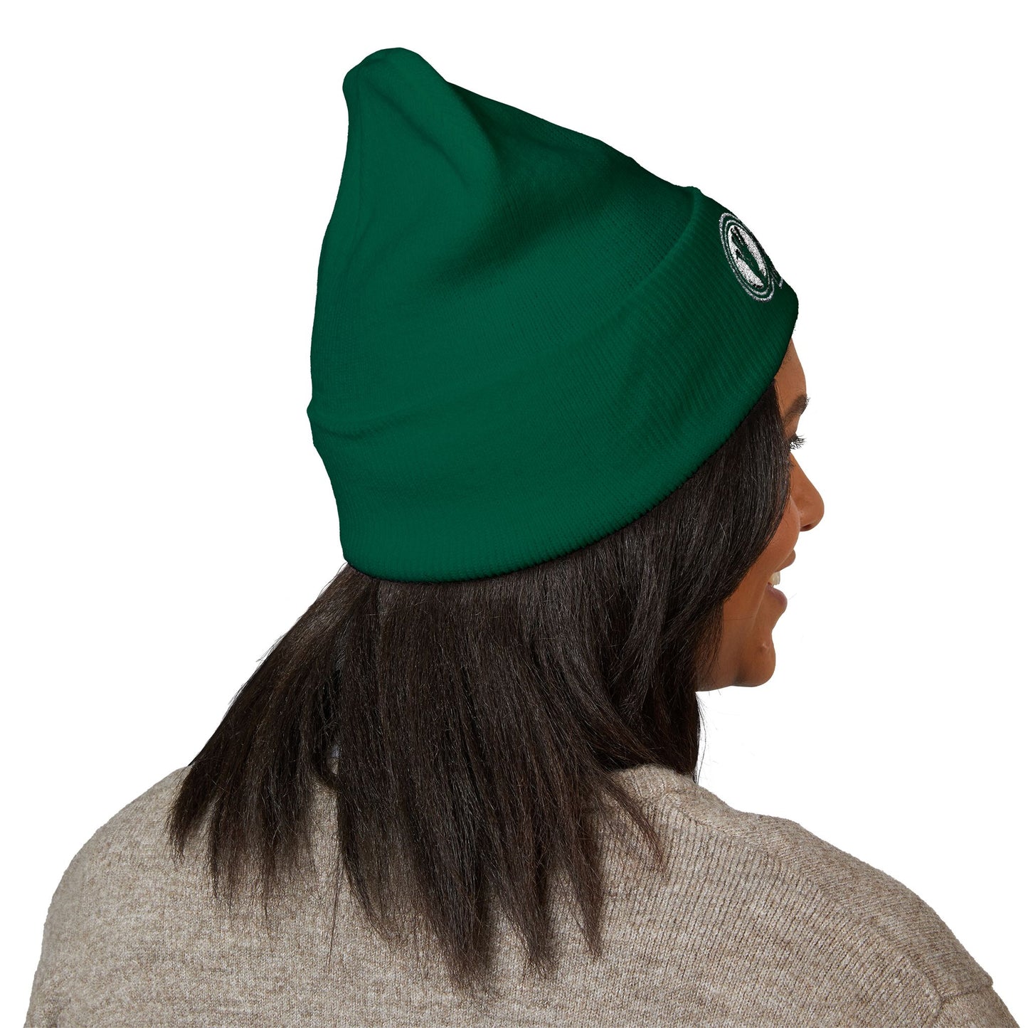 4Ever4s  "Members Only" Embroidered Cuffed Beanie — Olive Knit Winter Hat