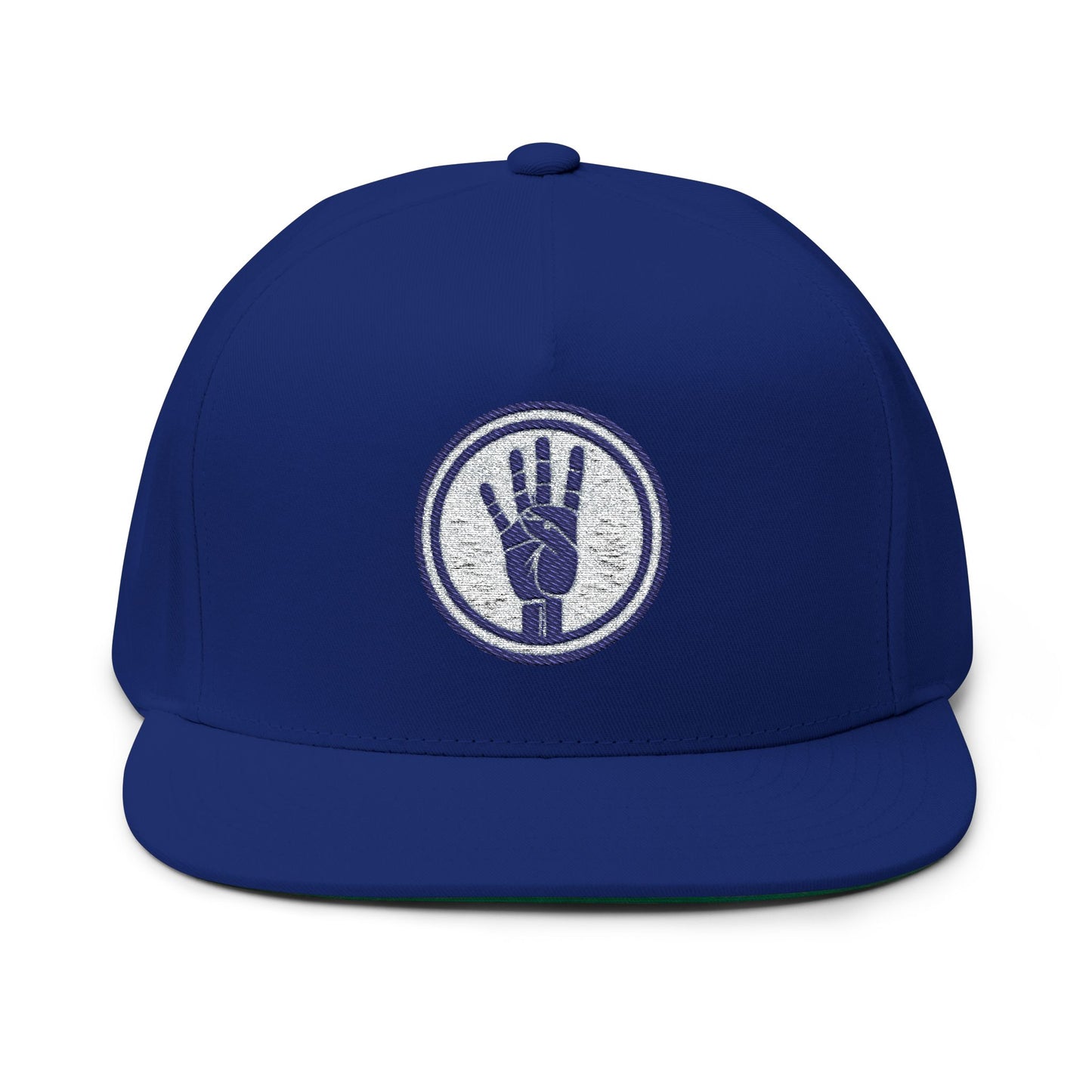 4ever4s Embroidered Flat Bill Cap — Distressed Four-Finger Hand Logo