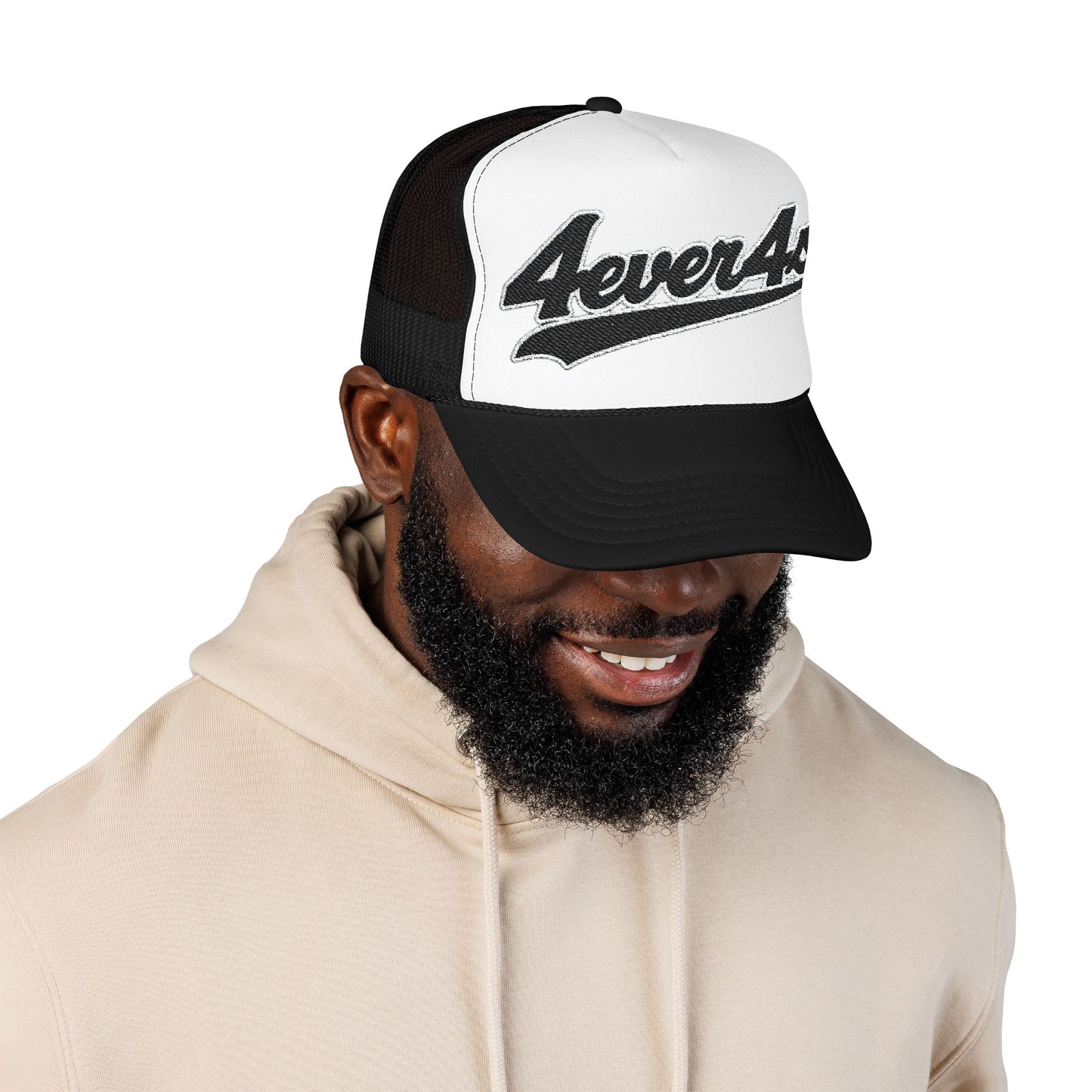 4ever4s Stylish Foam Trucker Hat with Embroidered '4everAs' Design, Perfect for Casual Days, Gifts, Outdoors, and Summer Fun!