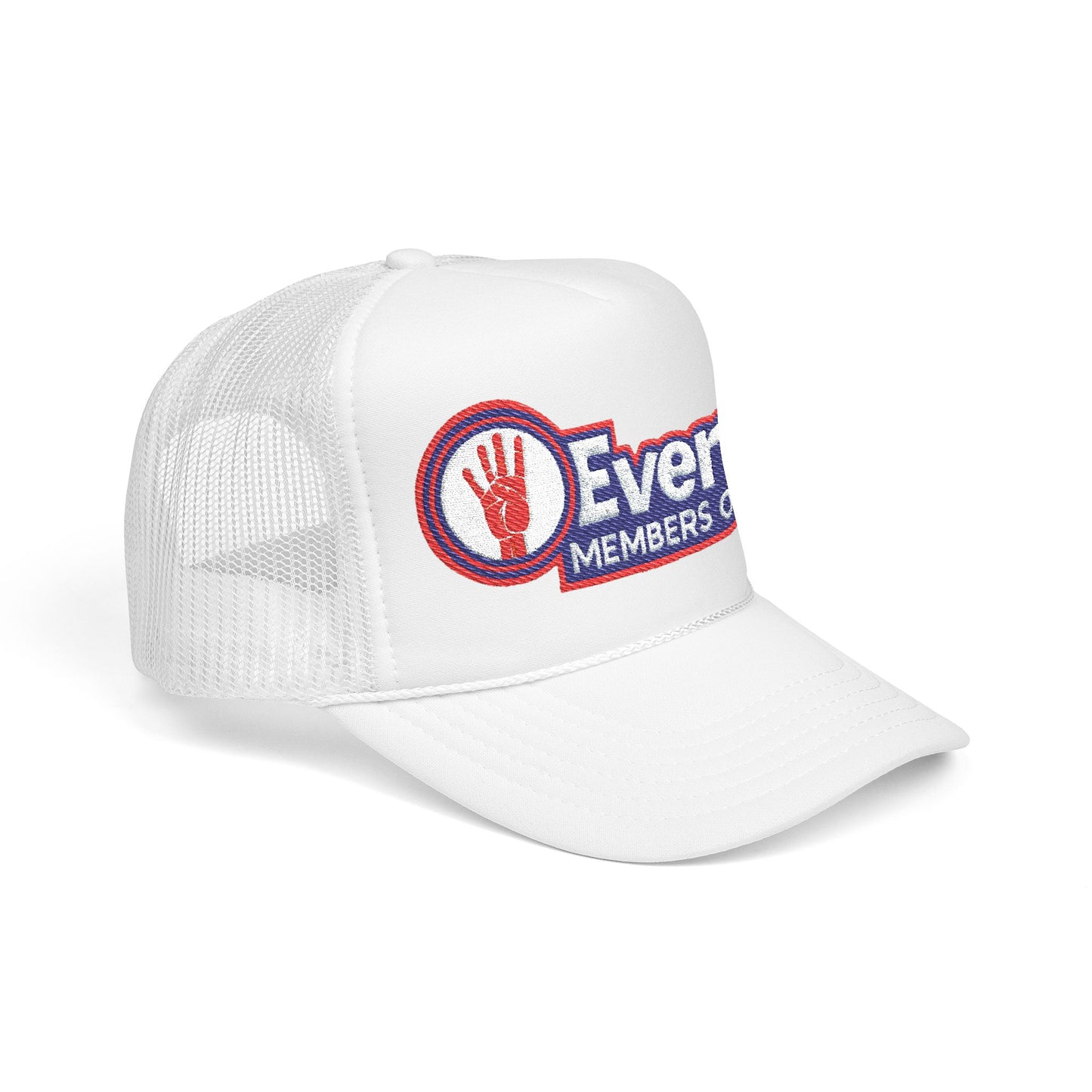 Members Only 4ever4s Foam Trucker Hat — "Ever4's Members Only" Embroidered Red Mesh Cap