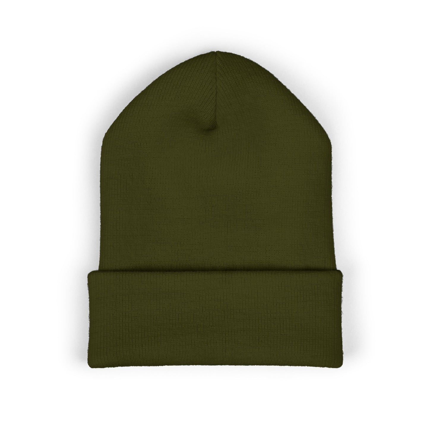 4Ever4s  "Members Only" Embroidered Cuffed Beanie — Olive Knit Winter Hat