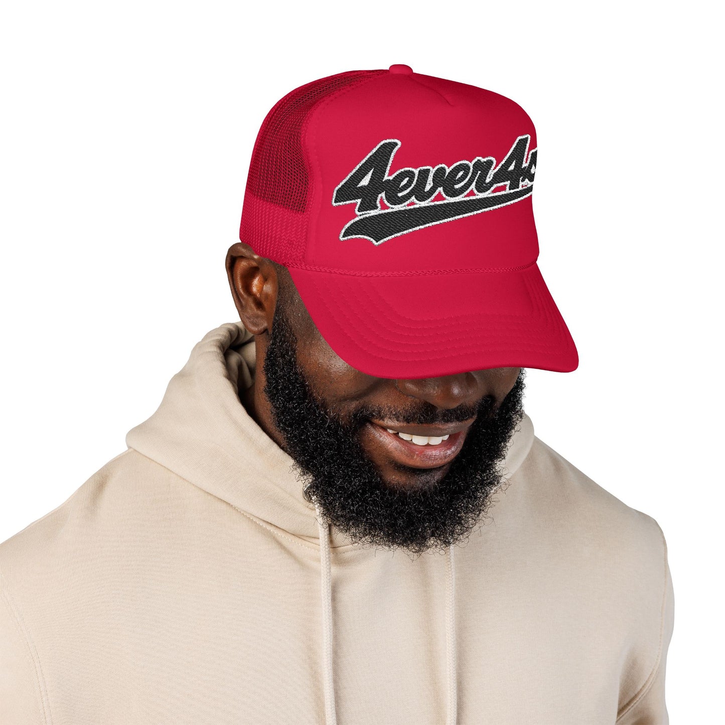 4ever4s Stylish Foam Trucker Hat with Embroidered '4everAs' Design, Perfect for Casual Days, Gifts, Outdoors, and Summer Fun!