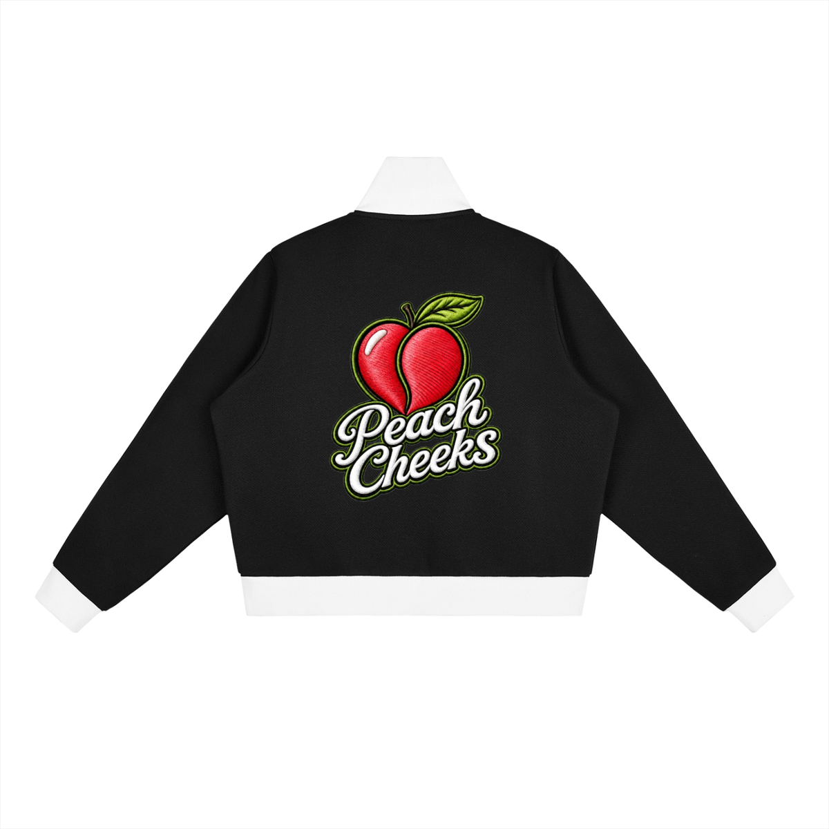 "PEACHES CHEEKS "Side Stripe Fleece Cropped Track Jacket