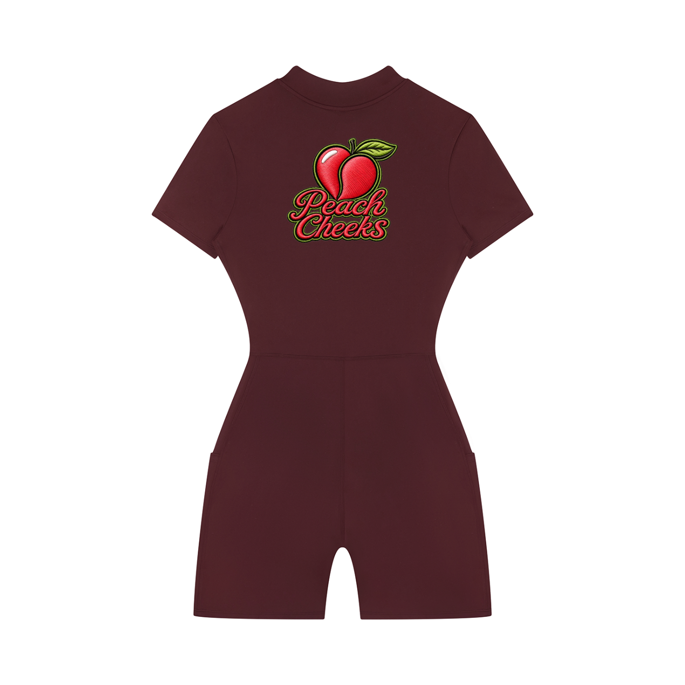 Peach Cheeks  Quarter-Zip Short Sleeve Romper
