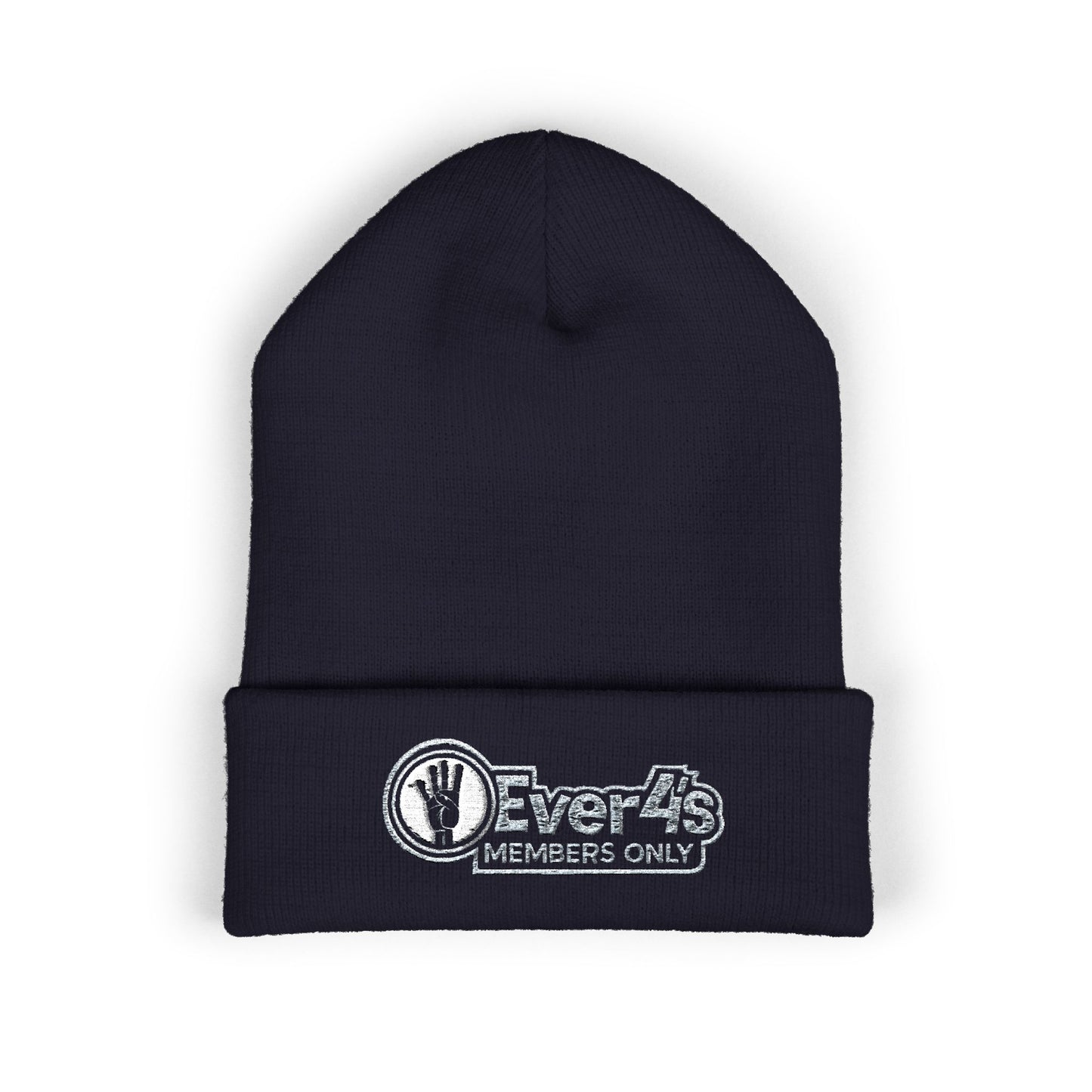 4Ever4s  "Members Only" Embroidered Cuffed Beanie — Olive Knit Winter Hat