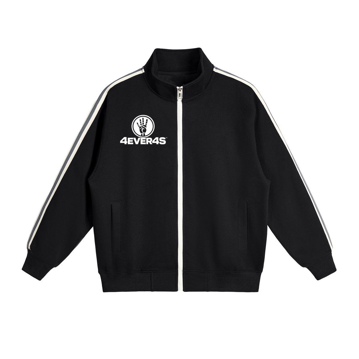 4EVER4S Contrast Side-Stripe Stand Collar  Jacket