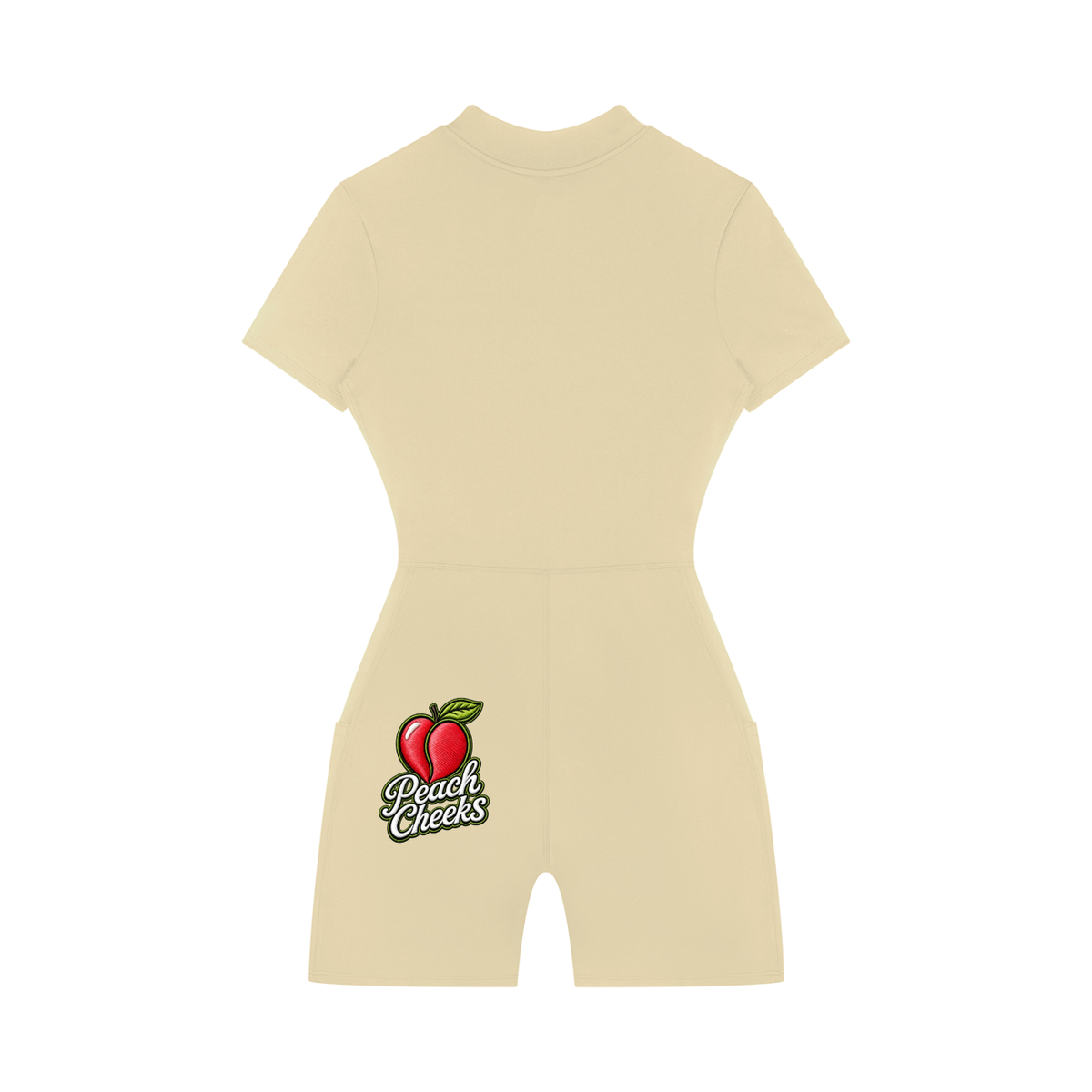"PEACH CHEEKS " Women's Quarter-Zip Short Sleeve Romper