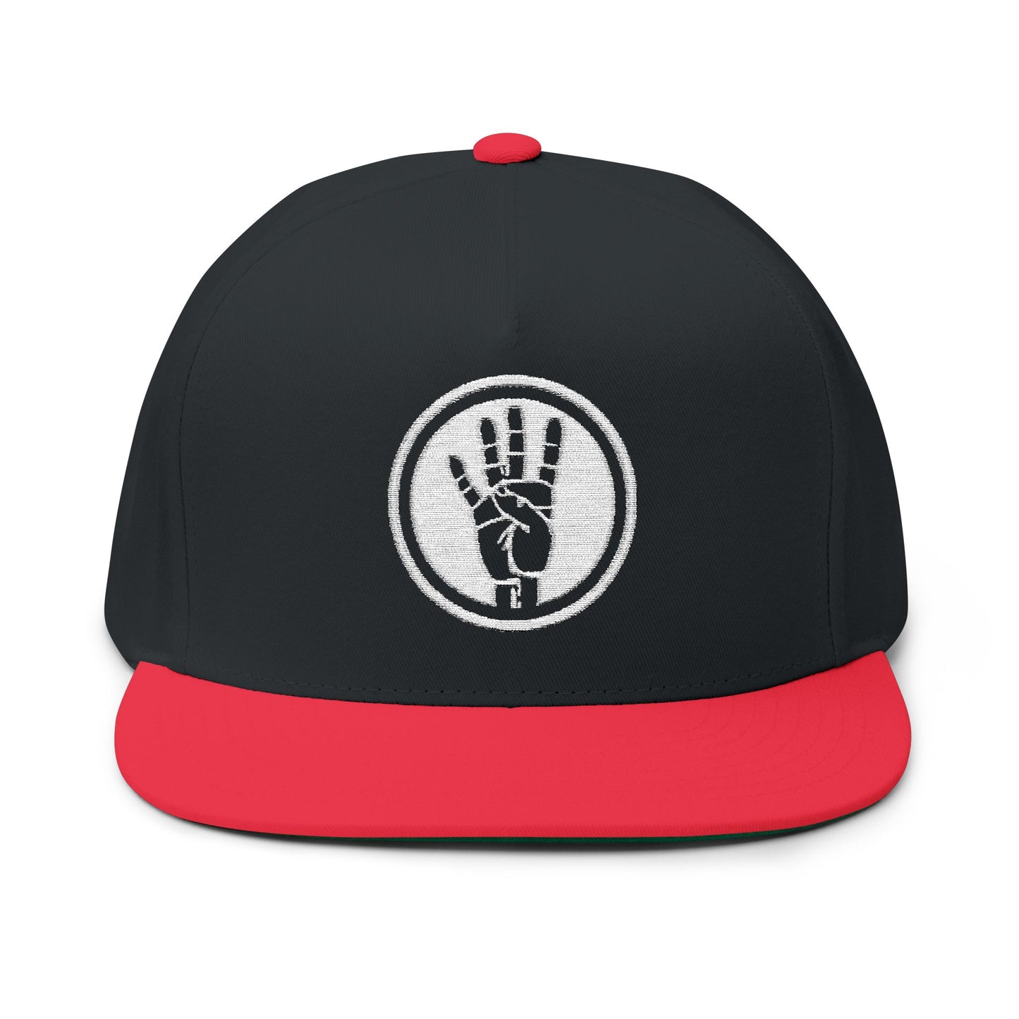 4ever4s Embroidered Raised Hand Logo Flat Bill Cap — Retro Distressed Snapback Hat