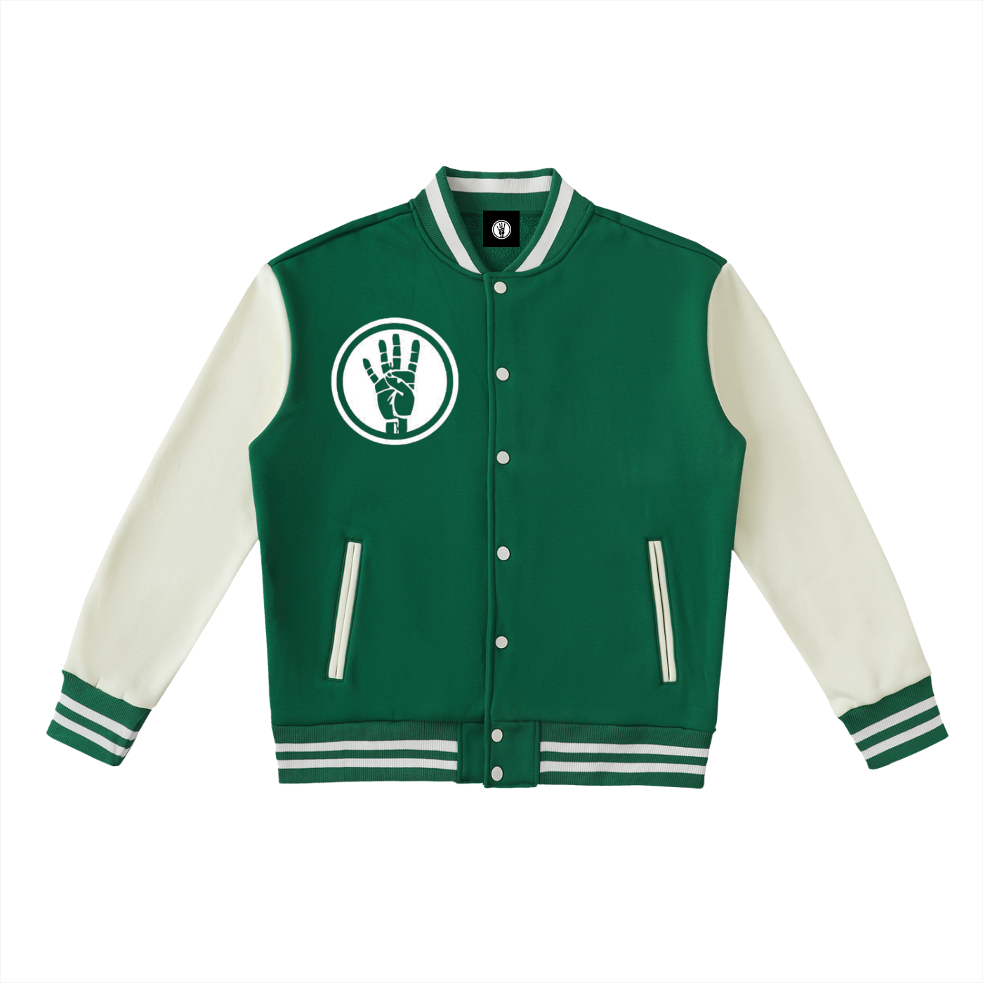 Two-Tone Fleeced Varsity Jacket