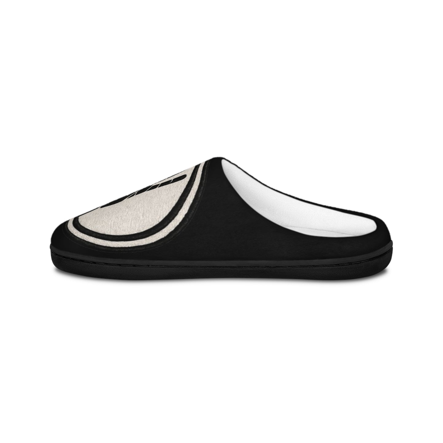 4ever4s Men's Indoor Slippers — Minimalist Black Circle Hand Symbol Cozy House Shoes