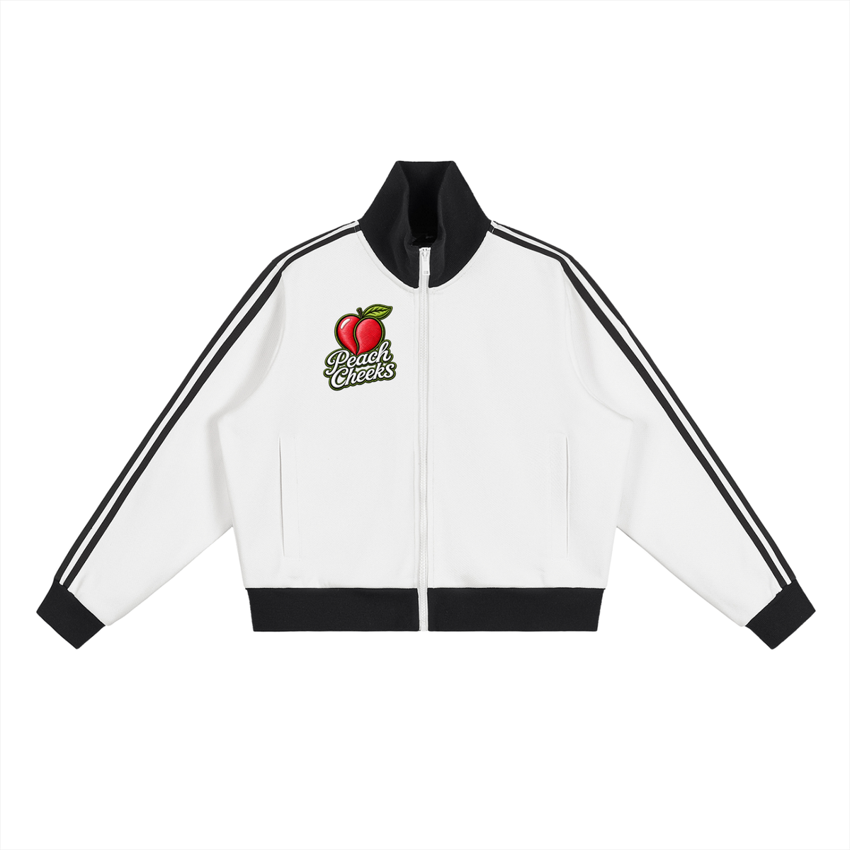 "PEACHES CHEEKS "Side Stripe Fleece Cropped Track Jacket