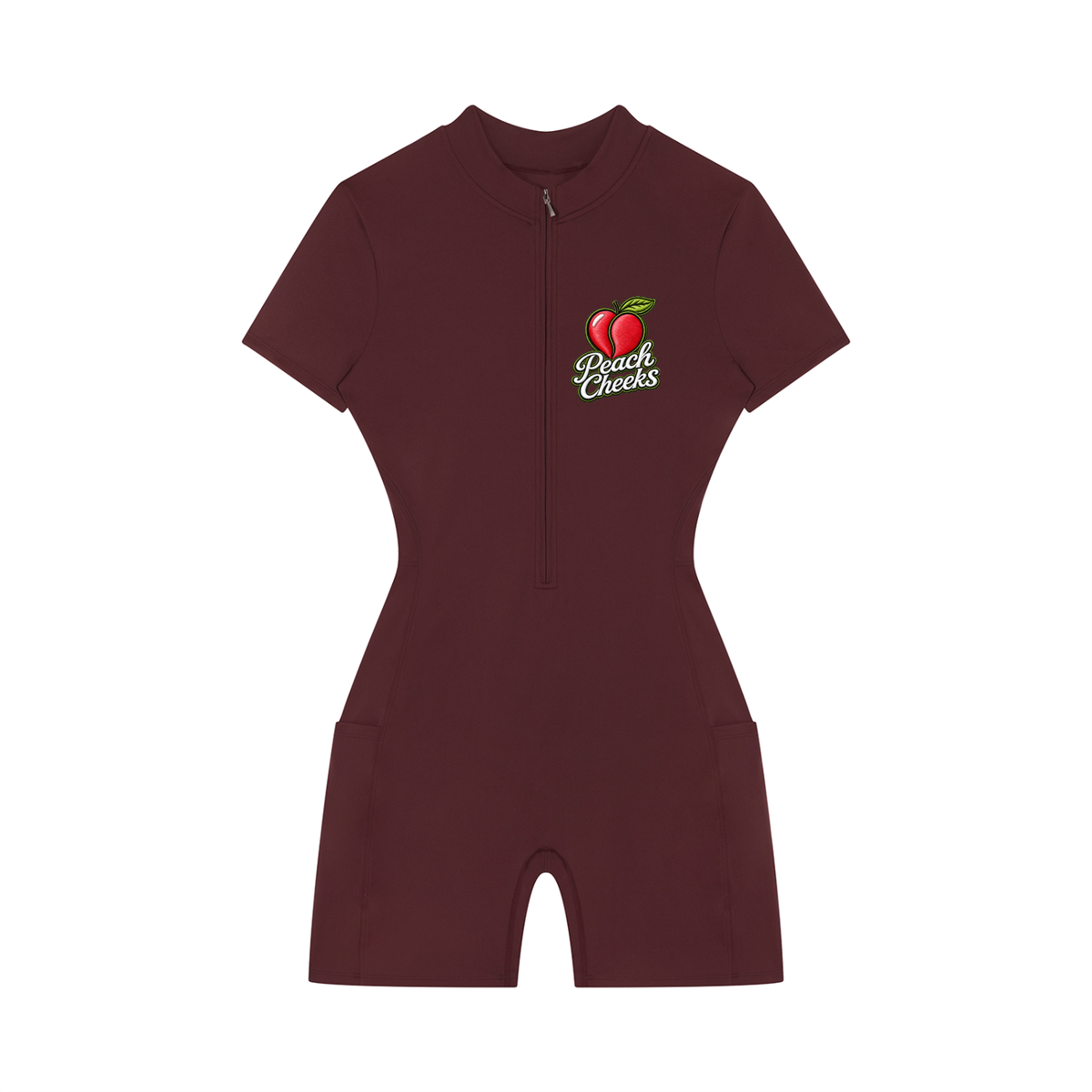 "PEACH CHEEKS " Women's Quarter-Zip Short Sleeve Romper
