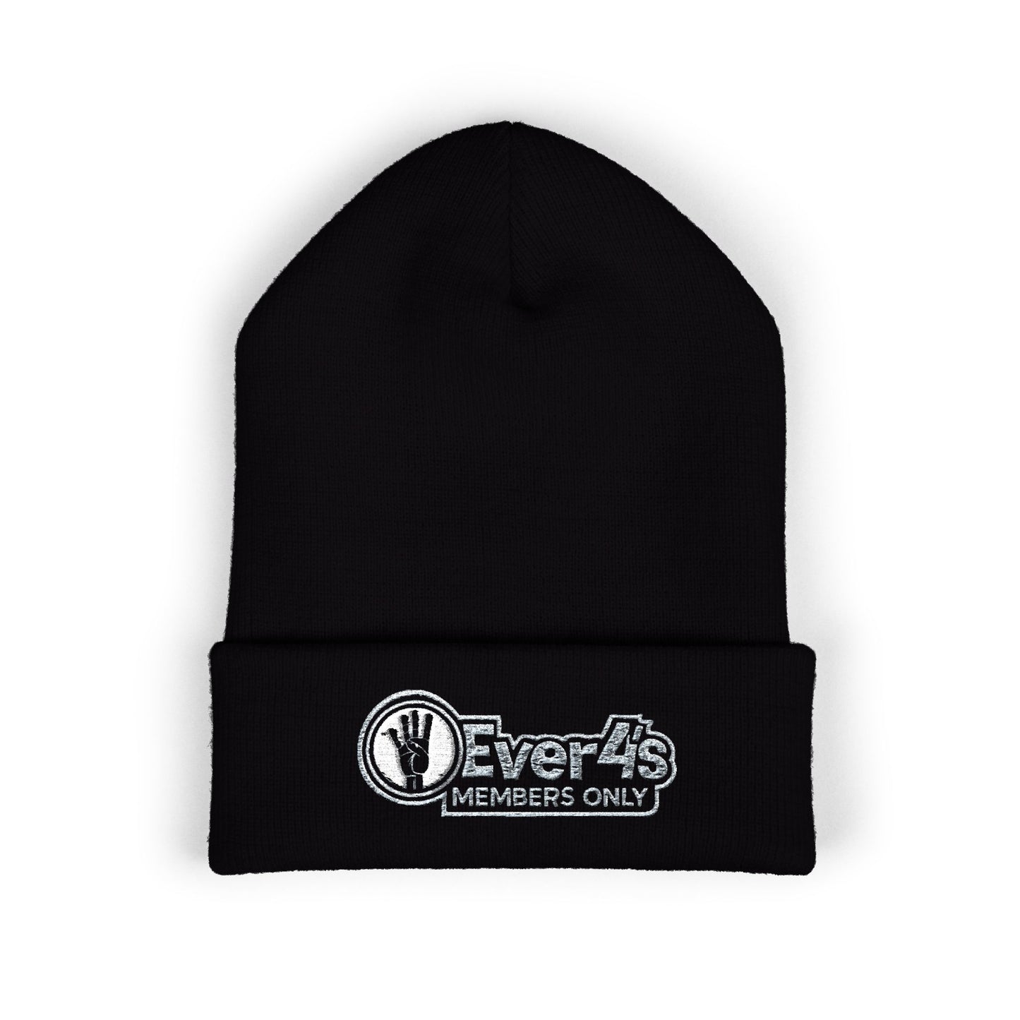 4Ever4s  "Members Only" Embroidered Cuffed Beanie — Olive Knit Winter Hat