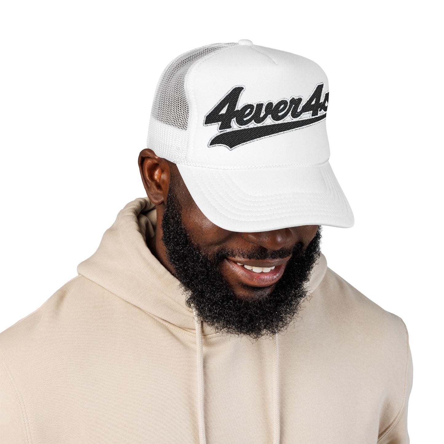 4ever4s Stylish Foam Trucker Hat with Embroidered '4everAs' Design, Perfect for Casual Days, Gifts, Outdoors, and Summer Fun!
