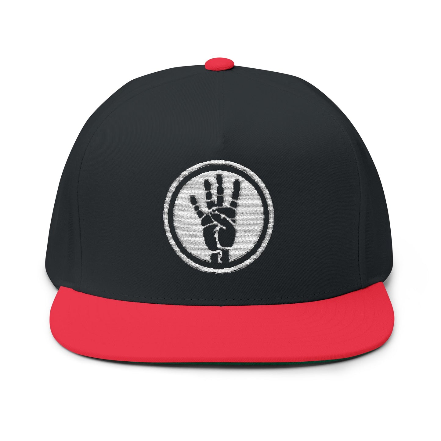 Copy of 4ever4s Embroidered Raised Hand Logo Flat Bill Cap — Retro Distressed Snapback Hat