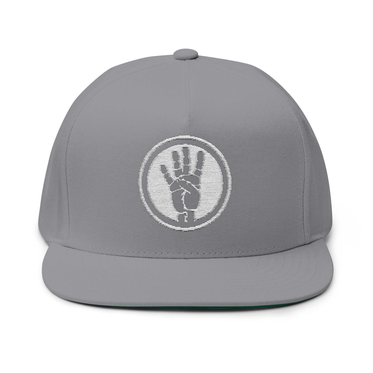 Copy of 4ever4s Embroidered Raised Hand Logo Flat Bill Cap — Retro Distressed Snapback Hat