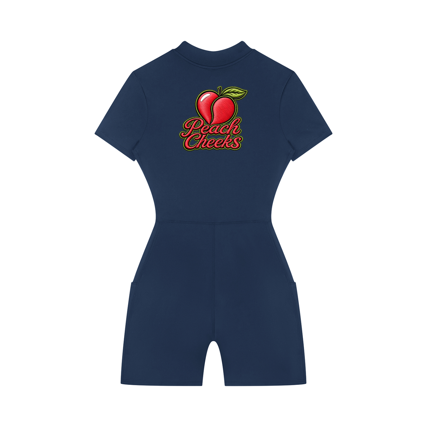 Peach Cheeks  Quarter-Zip Short Sleeve Romper