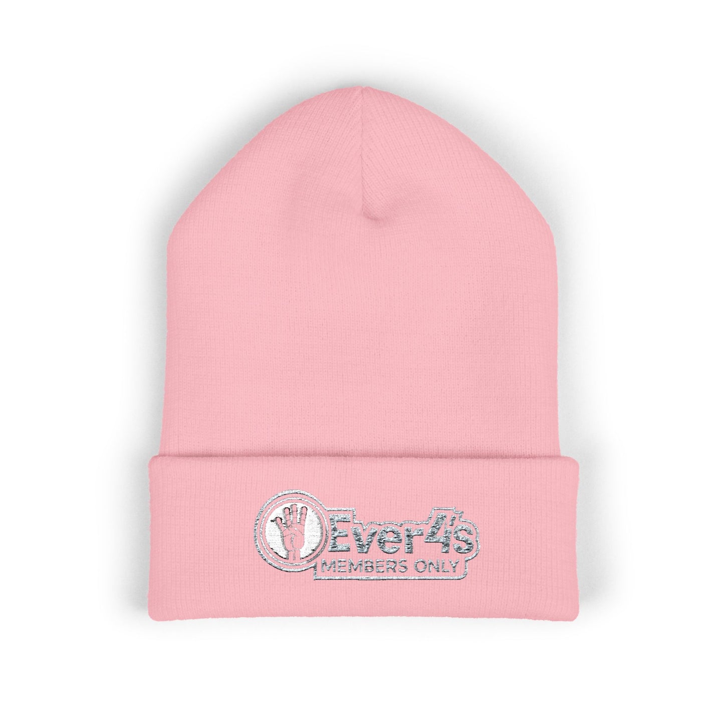 4Ever4s  "Members Only" Embroidered Cuffed Beanie — Olive Knit Winter Hat