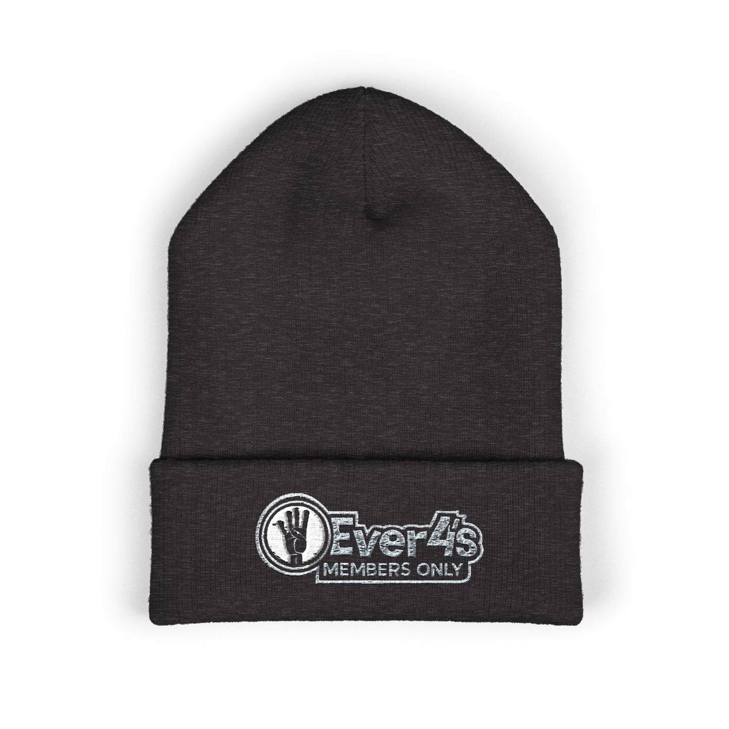4Ever4s  "Members Only" Embroidered Cuffed Beanie — Olive Knit Winter Hat