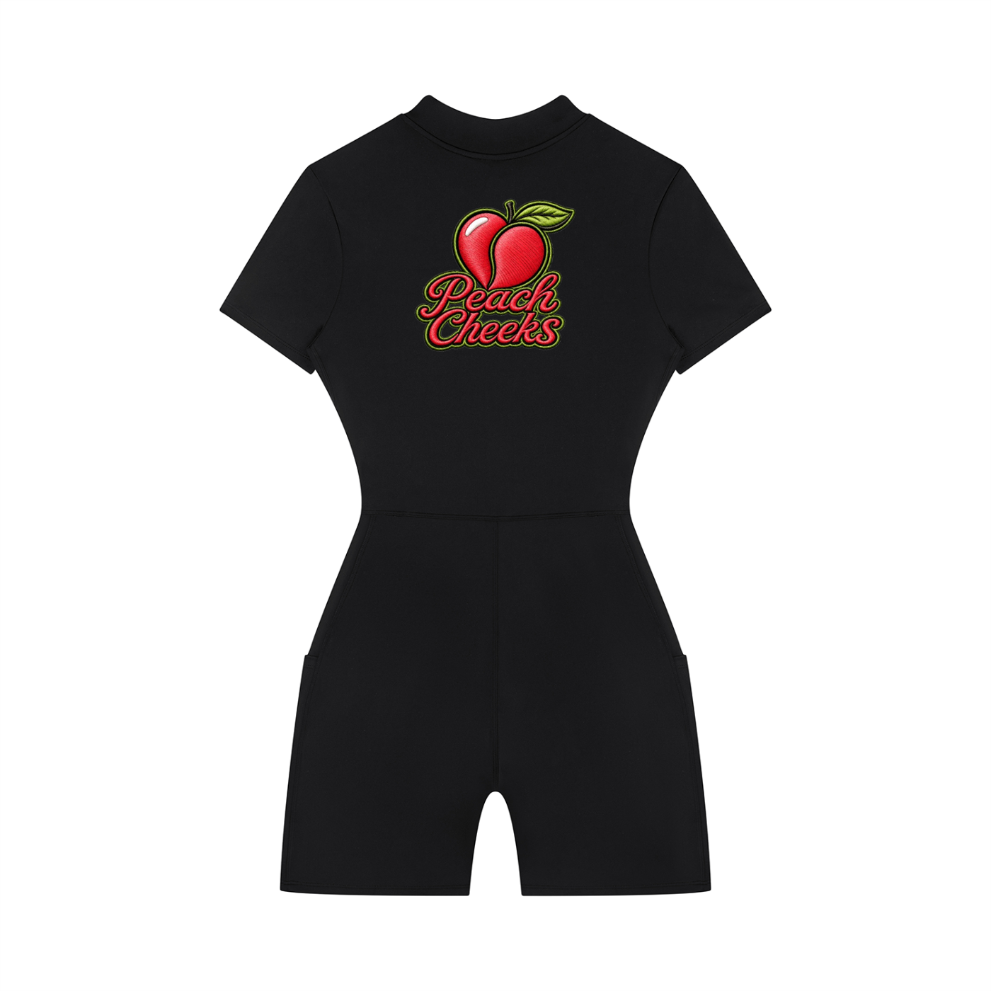 Peach Cheeks  Quarter-Zip Short Sleeve Romper