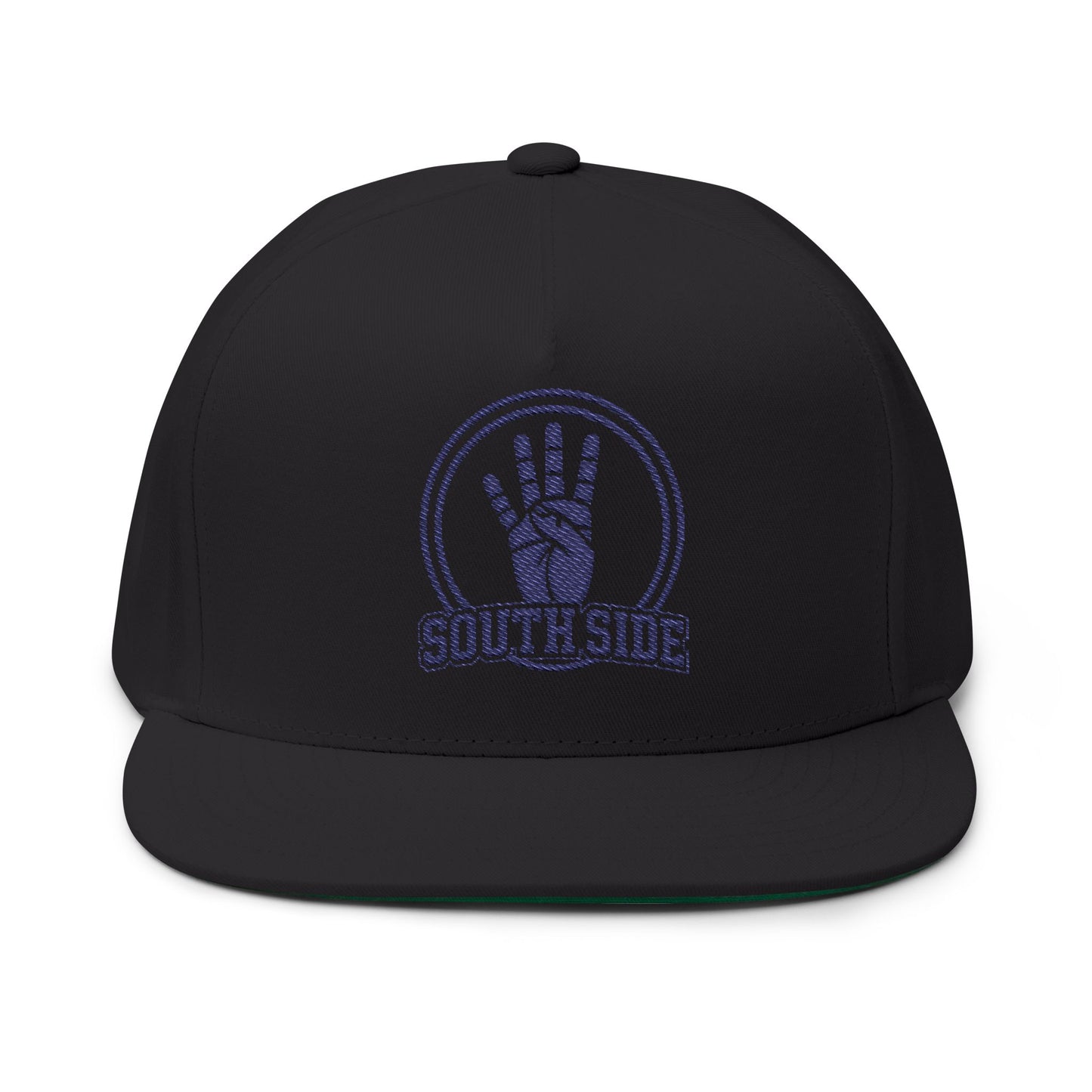 Southside Embroidered Flat Bill Cap – Retro Hand Peace Sign Snapback