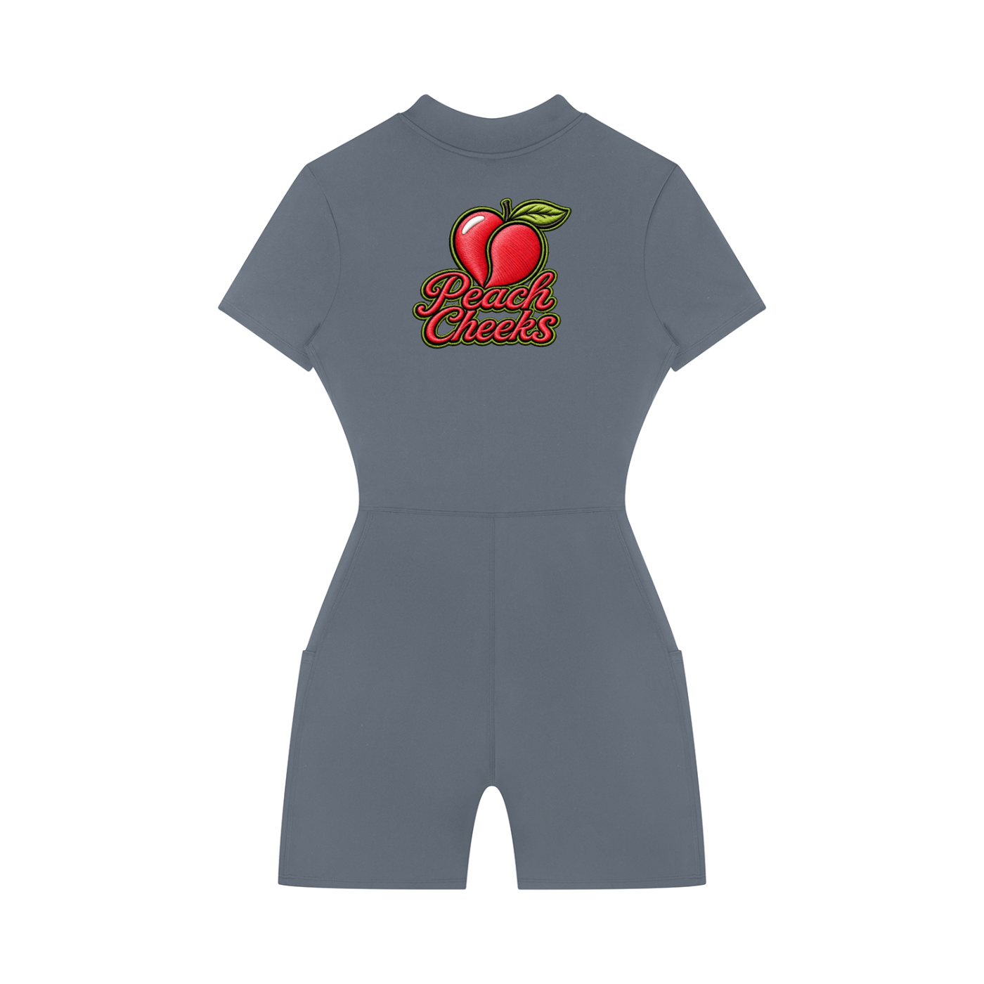 Peach Cheeks  Quarter-Zip Short Sleeve Romper