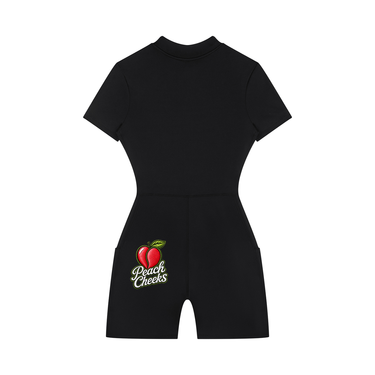 "PEACH CHEEKS " Women's Quarter-Zip Short Sleeve Romper