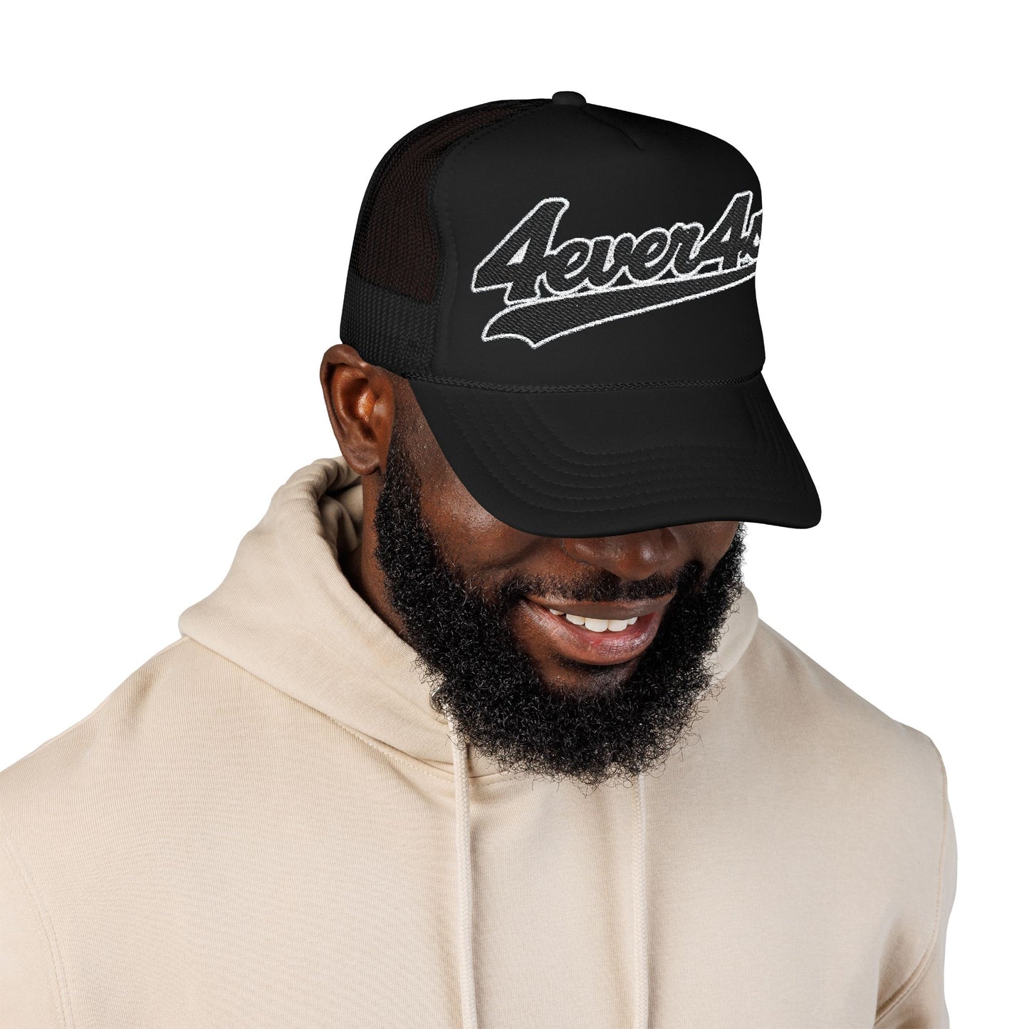 4ever4s Stylish Foam Trucker Hat with Embroidered '4everAs' Design, Perfect for Casual Days, Gifts, Outdoors, and Summer Fun!