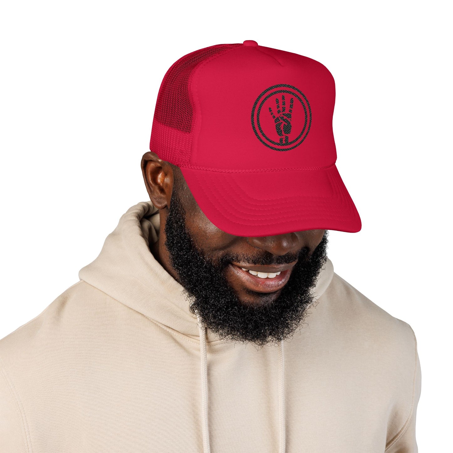 4ever4s 2Vintage Style Foam Trucker Hat with Hand Design